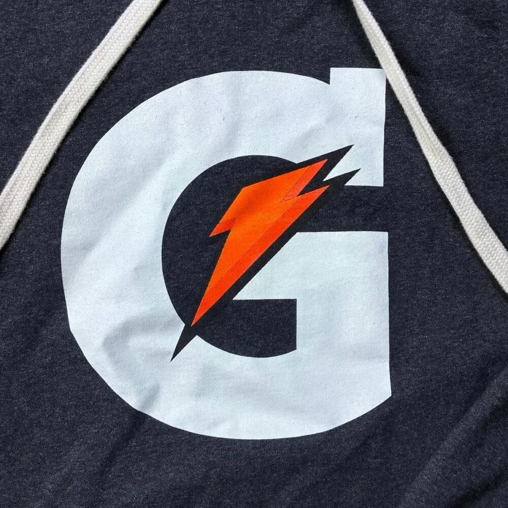 District Gatorade Hoodie Mens Large Black Big Logo Graphic Pullover Sweatshirt